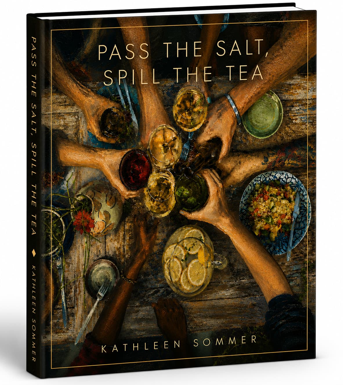 Book cover: Pass the Salt, Spill the Tea by Kathleen Sommer